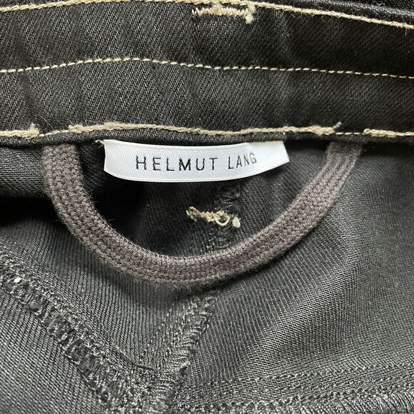 HELMUT LANG Skirt Womens 27 Black Snap-Front Mini Contrast Stitching - Picture 5 of 6